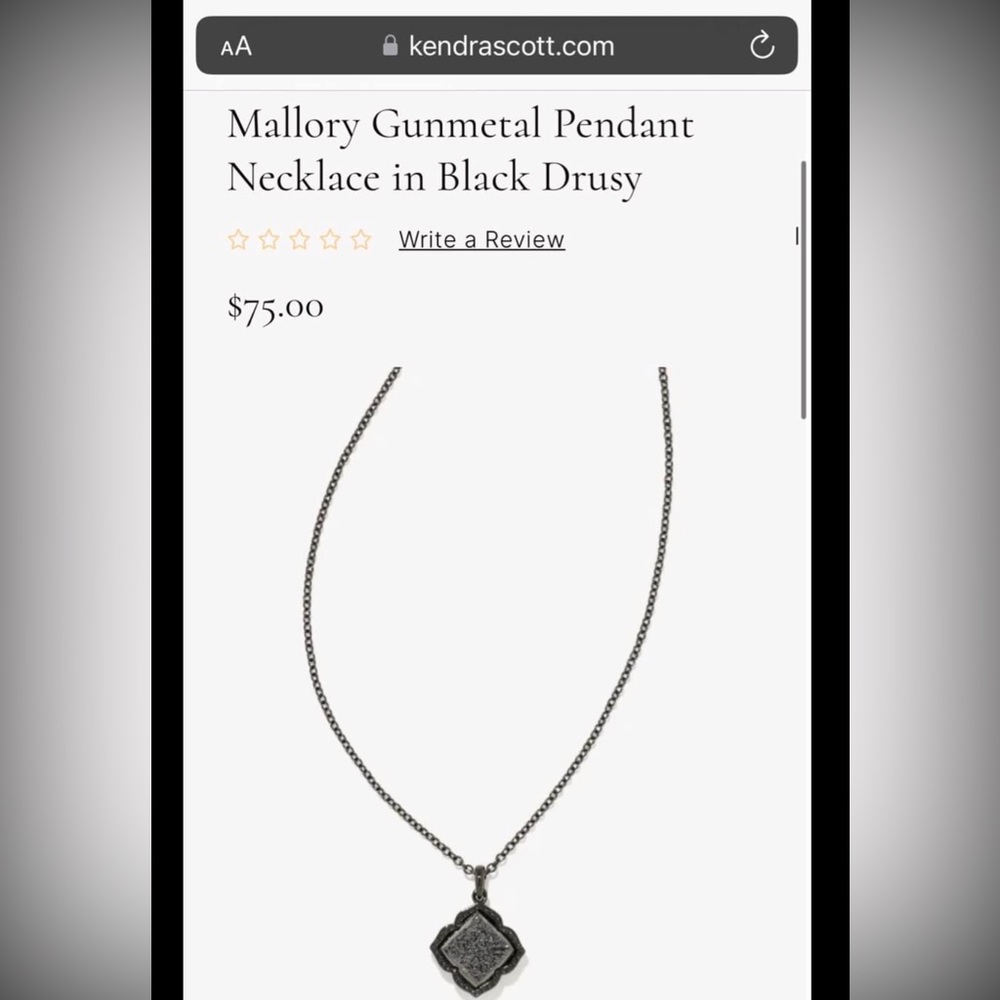 Kendra Scott Mallory Gunmetal Pendant Necklace in Black Drusy